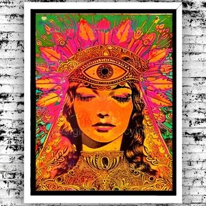 Vintage Psychedelic Third Eye Pop Art Print Colorful Unique Decor 8.5x11